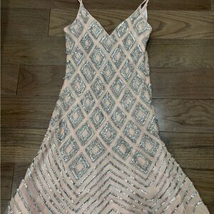 Vintage Baby pink sequin mini dress!